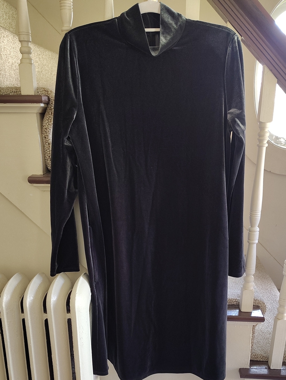 Lands' End Women's Long Sleeve Velvet Dress in Black